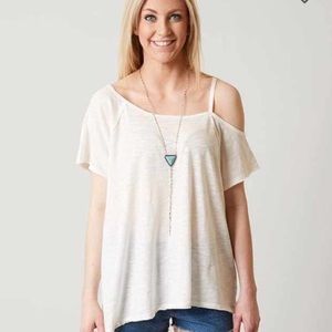 NWT Free People White Coraline Cold Shoulder Tee